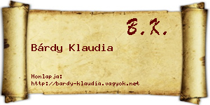 Bárdy Klaudia névjegykártya