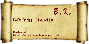 Bárdy Klaudia névjegykártya